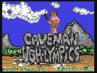 Caveman Ugh-Lympics title screen for Commodore 64